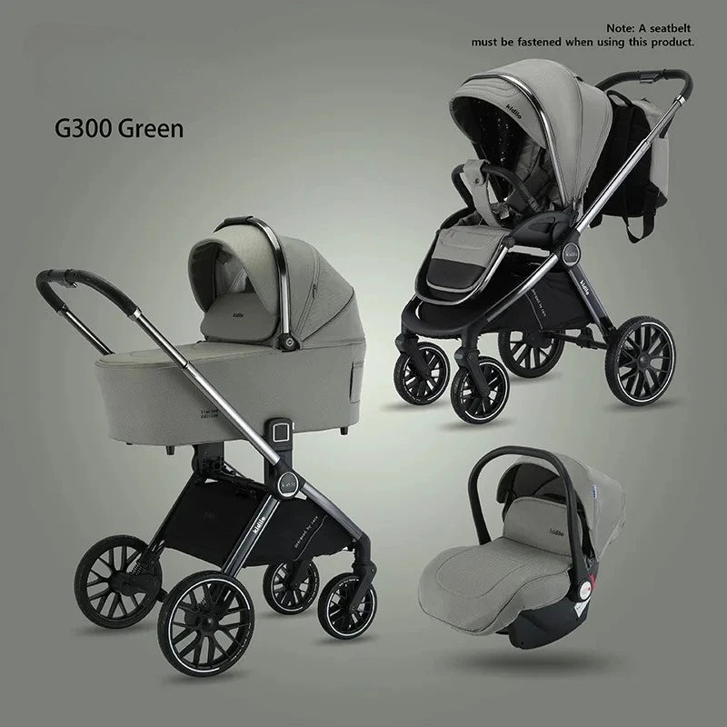 High-view 3-in-1 Baby Stroller Reversible Baby Stroller with Carrier Newborn Baby Stroller Shock Absorption Foldable