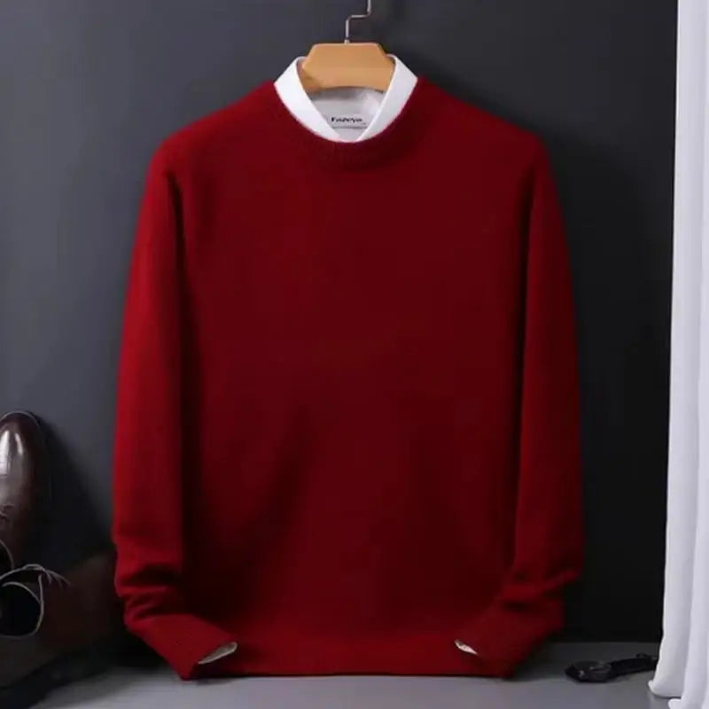 2025 Cashmere Sweater O-neck Pullovers Men's Loose Oversized M-3XL Knitted Bottom Shirt Autumn Winter New Korean Casual Men Top
