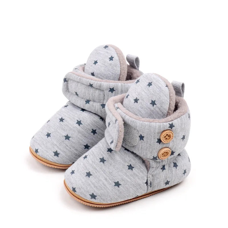 2024 Winter Baby Boots, Infant Girls Boys Warm Fashion Solid Shoes with Fuzzy Balls First Walkers Kid Shoes 0-18M High Quality