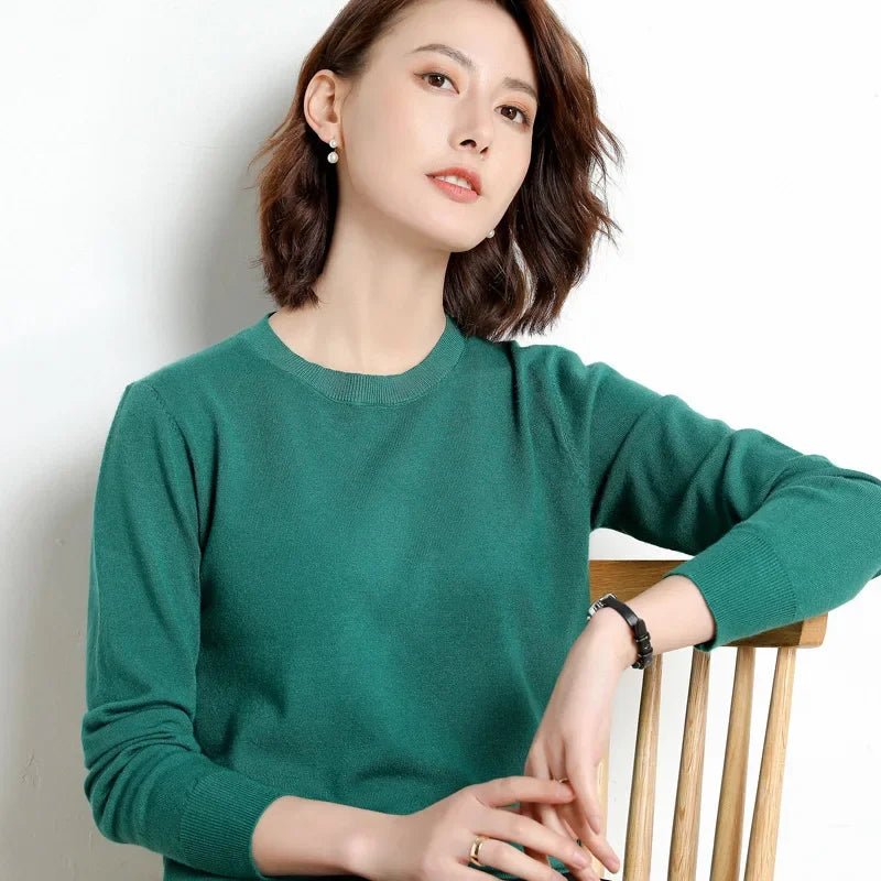 Women Sweater O-neck Autumn Winter Basic Pullover Warm Casual Pulls Jumpers Korean Fashion Spring Knitwear Bottoming Shirt 2025