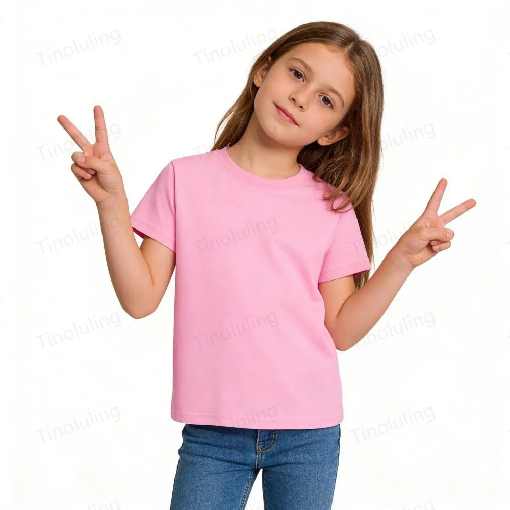 1 to 14 Years Boys Tshirt Plain Cotton Teenage Girls T Shirts Basic White Black Tees Korea Short Sleeve Summer Children Clothing