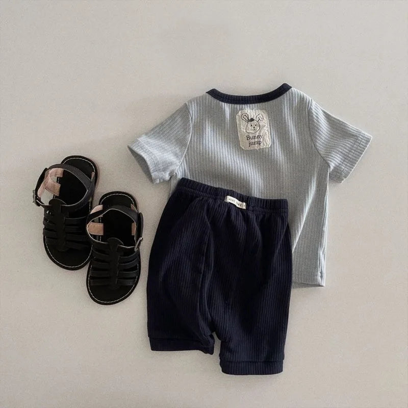 Summer Korean Style Clothes Children Thin Soft Tshirt+Shorts Infant Girls New Cute Casual Sports Two-piece Short-sleeved Shorts