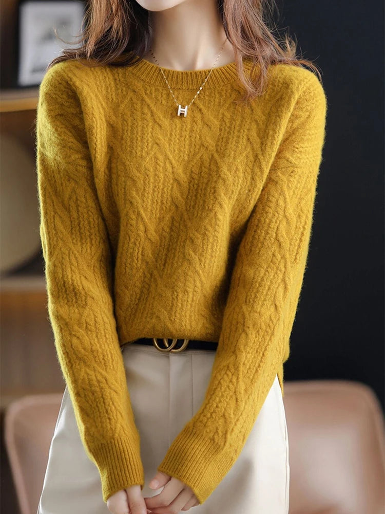 Fashion Loose Cashmere Women Sweater Autumn Winter Soft Warm Long Sleeve Solid Jumper Knitted Sweaters for Female Pullover Tops