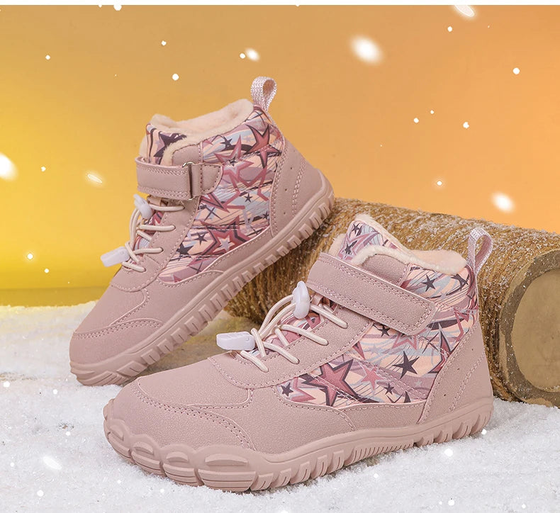 New Parent-child Winter Boots Men and Women Snow BareFoot Outdoor Non-slip Warm Fur Casual Boys/girls Sneakers Kid's Ankle Boots