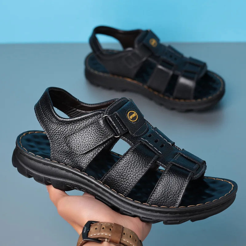 Genuine Leather Men Sandals Male Summer Shoes Outdoor Casual Sandal Cowhide Beach Shoes Classic Non-slip Men's Sandles