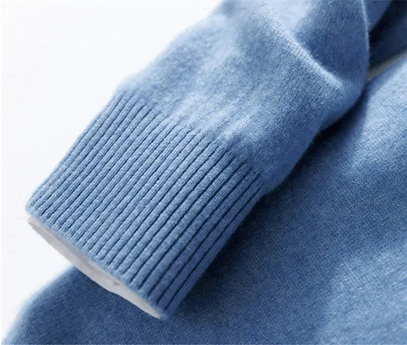 Soft Cashmere Sweater Men's Clothing Autumn Winter Pullover Business Casual Bottom V-neck Knitted Woolen Slim Fit Knitwear Male