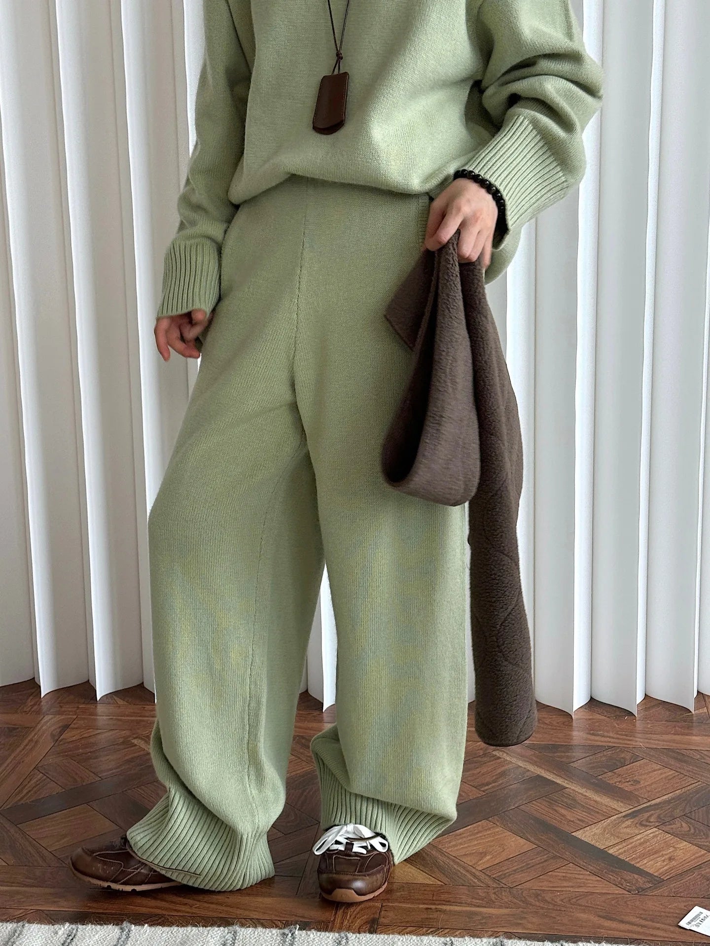 Women Sweater Suits High Quality 50% Wool Pullover With Knitted Pants Two Piece Sets Tracksuits Ladies Outfits Winter Clothes