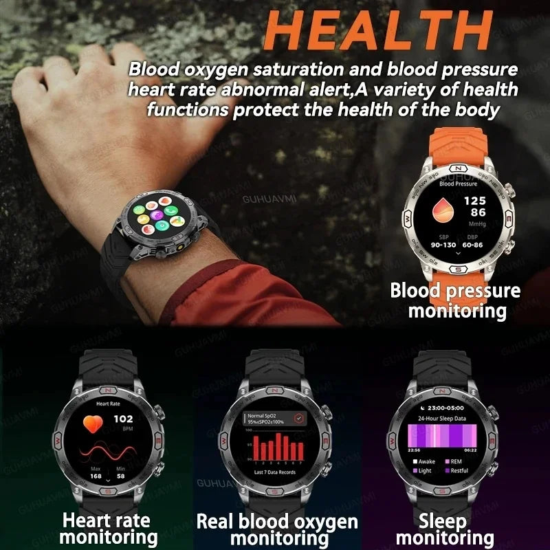 2024 New Outdoor Military GPS Smart Watch Men 466*466 HD AMOLED Screen Heart Rate Bluetooth Call IP68 Waterproof Smartwatches