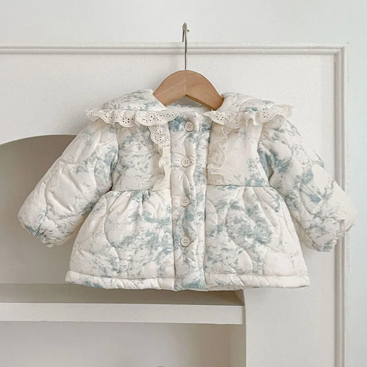 Winter Infant Baby Girls Thicken Warm Coat Newborn Baby Girls Thick Cardigan Coat Floral Printing Children Thicken Warm Clothes