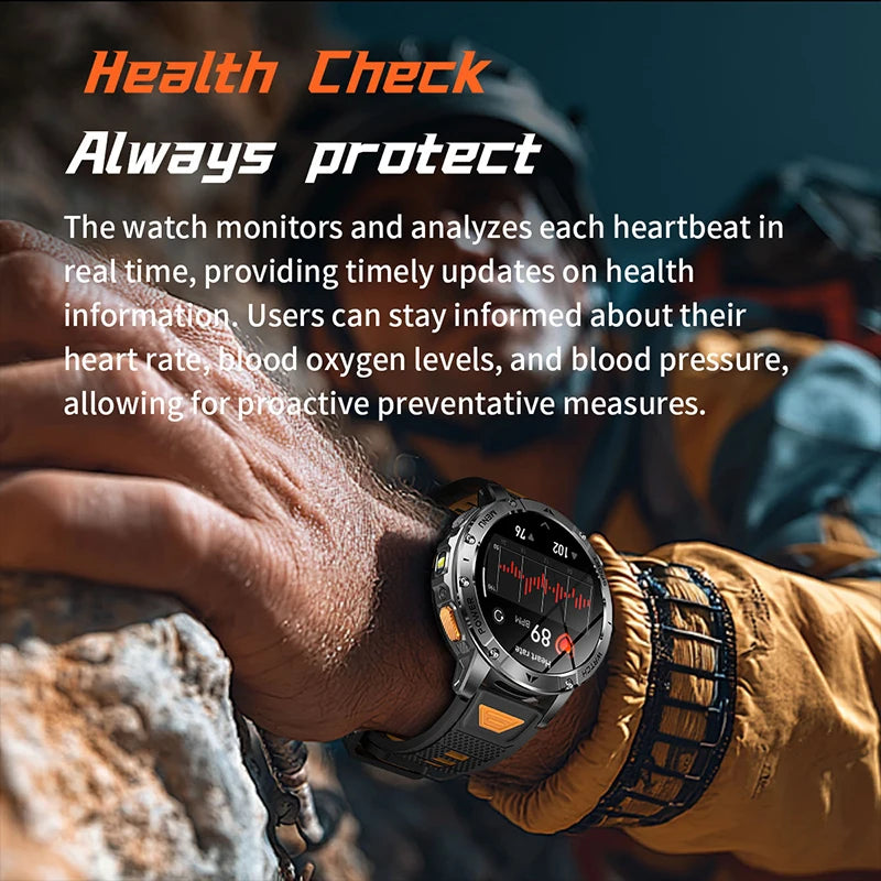 Smart Watch 1400mAh Battery 1.7'' IPS Screen 120+ Sports SOS Strobe Alarm IPX8 Waterproof LED Light BT Call Men Women Xmas Gift