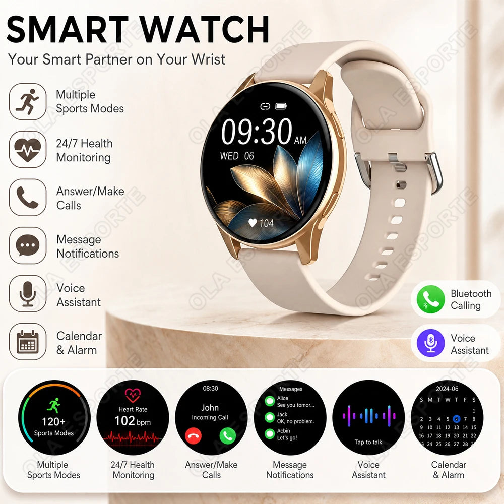 New Smart Watch For Men Women Bluetooth Call Heart Rate Blood Oxygen Sleep Monitor Waterproof 100+ Sports Modes Smartwatch HT30