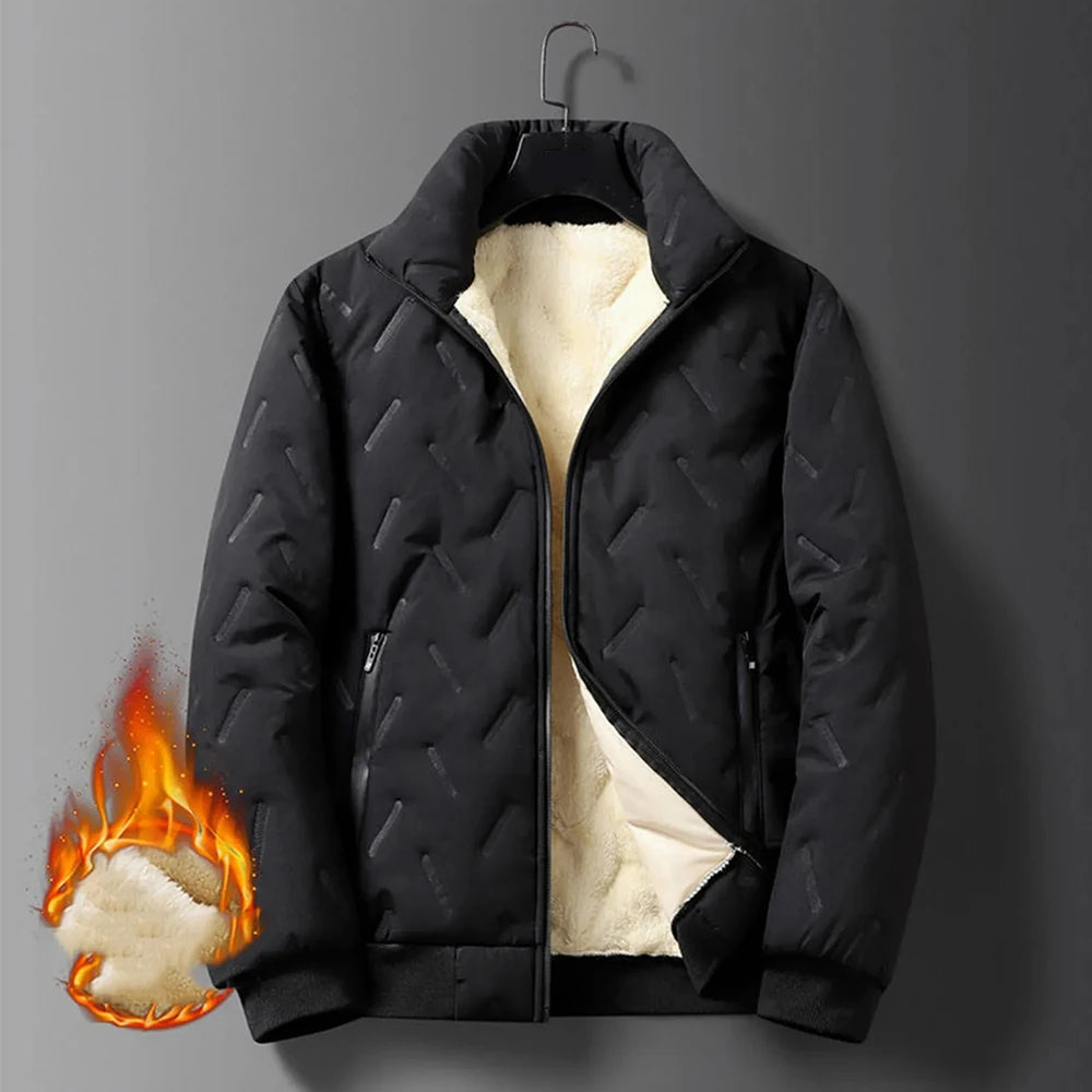 Men's Lamb Fleece Jackets Autumn Winter Casual Short Cardigan Coat Simple Comfy Solid Color Small Stand Collar Zipper Jackets