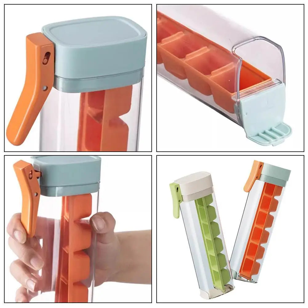 Food Grade Silicone Ice Cube Mold with One‑Press Storage Box Whiskey Ice Cube Maker for Home Bar Kitchen Tools