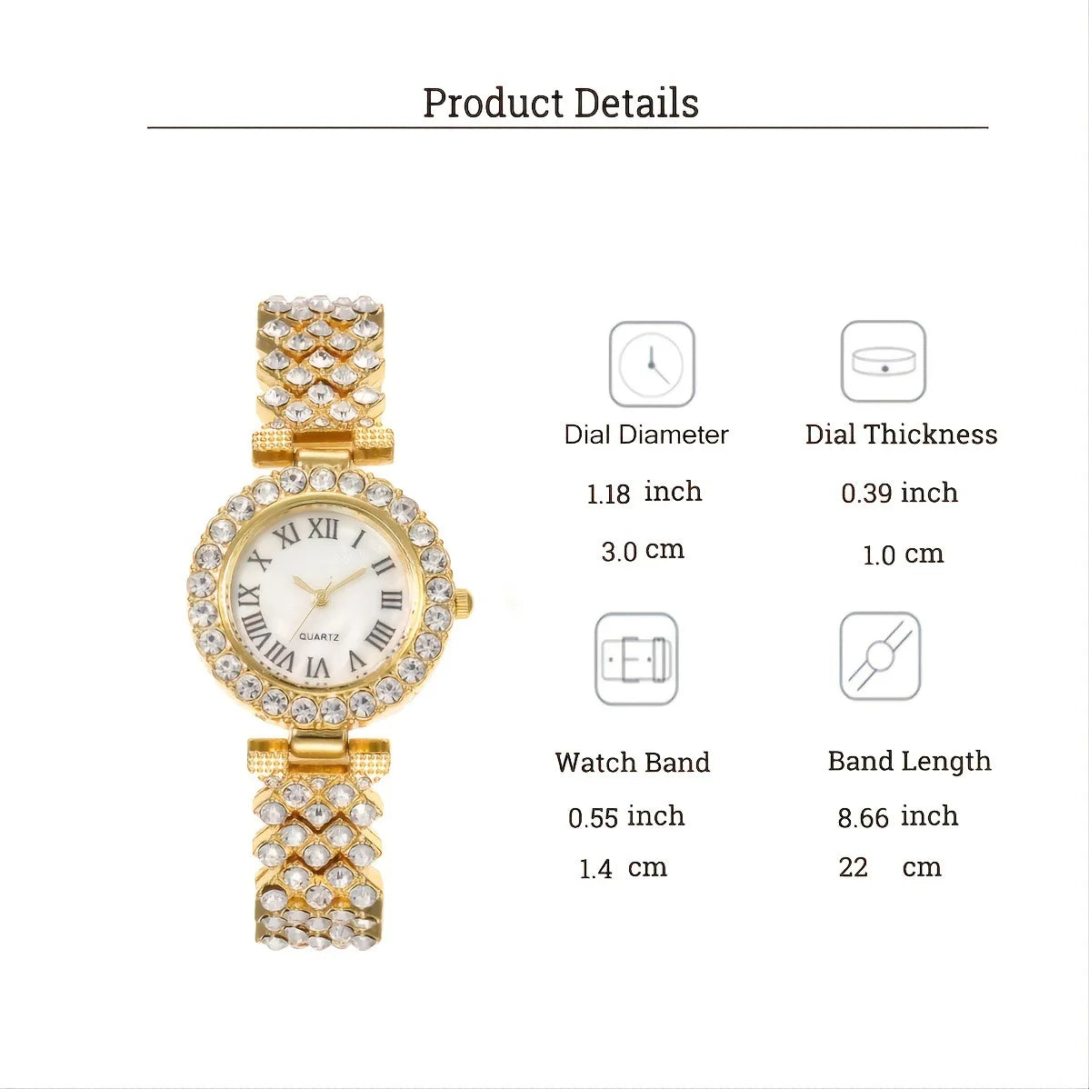 Diamond Women's Bracelet Watch Luxury Fashion Watch Bracelet Set Full Crystal 5Pcs Watches for Women Rhinestone Set Gifts Reloj