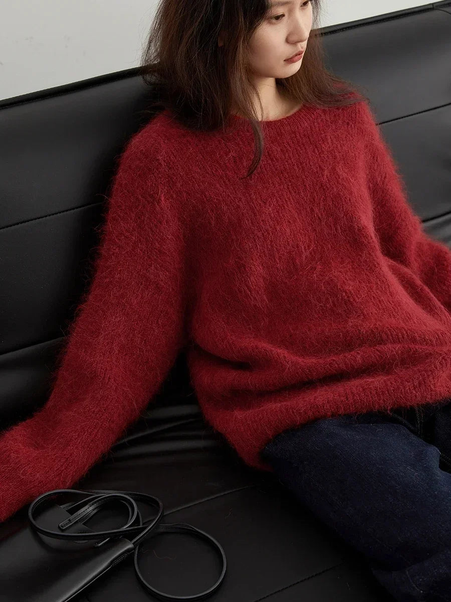 CHIC VEN Women Sweater Long Sleeve Pullover Solid Loose O Neck Soft Alpaca Female Tops Woman Knitwear Jumpers Spring Autumn 2024