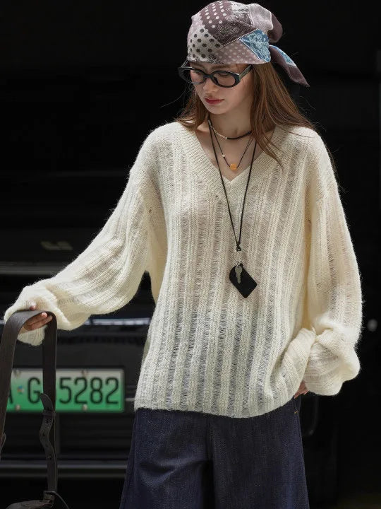 2026 New Women Soft Material Pullovers V-Neck Autumn Women Sweater Clothes Knitted Pullovers Long Sleeve Sweater Pull Femme