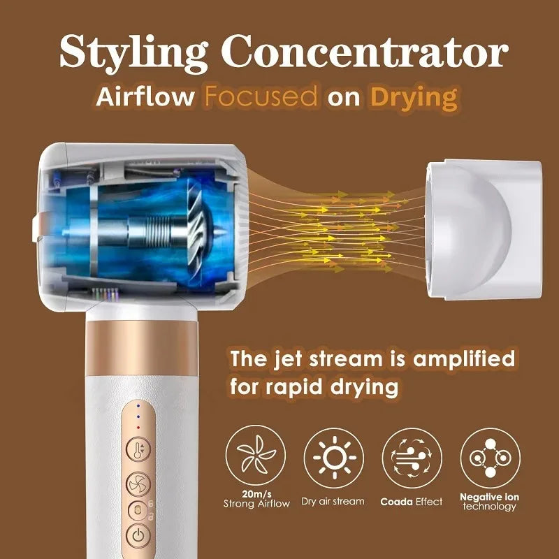 7 In 1 Hair Dryer Brush Brushless High Speed Hair Dryer with Diffuser Ionic Blow Dryer Hot Air Styling Comb Auto Hair Curler