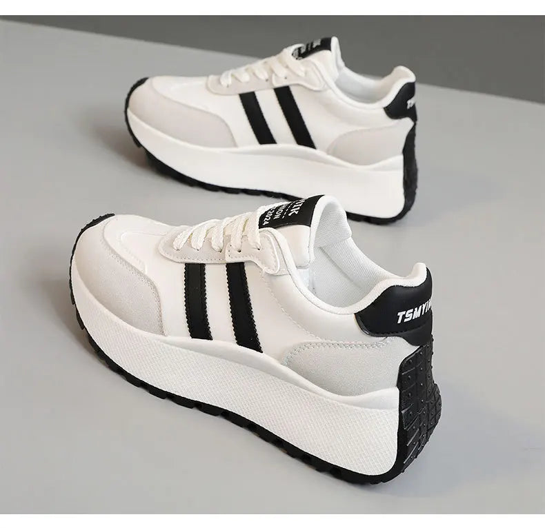 2026 Summer Thick-Soled Women Shoes Height-Increasing Women Sneakers Casual Skate Shoes Lace-Up Sports Running Shoes for Women