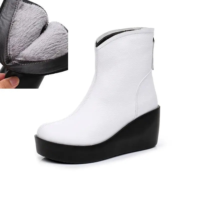 GKTINOO 2026 New Autumn Winter Women Shoes Woman Genuine Leather Wedges Snow Boots Height Increasing Short Women Boots Platform
