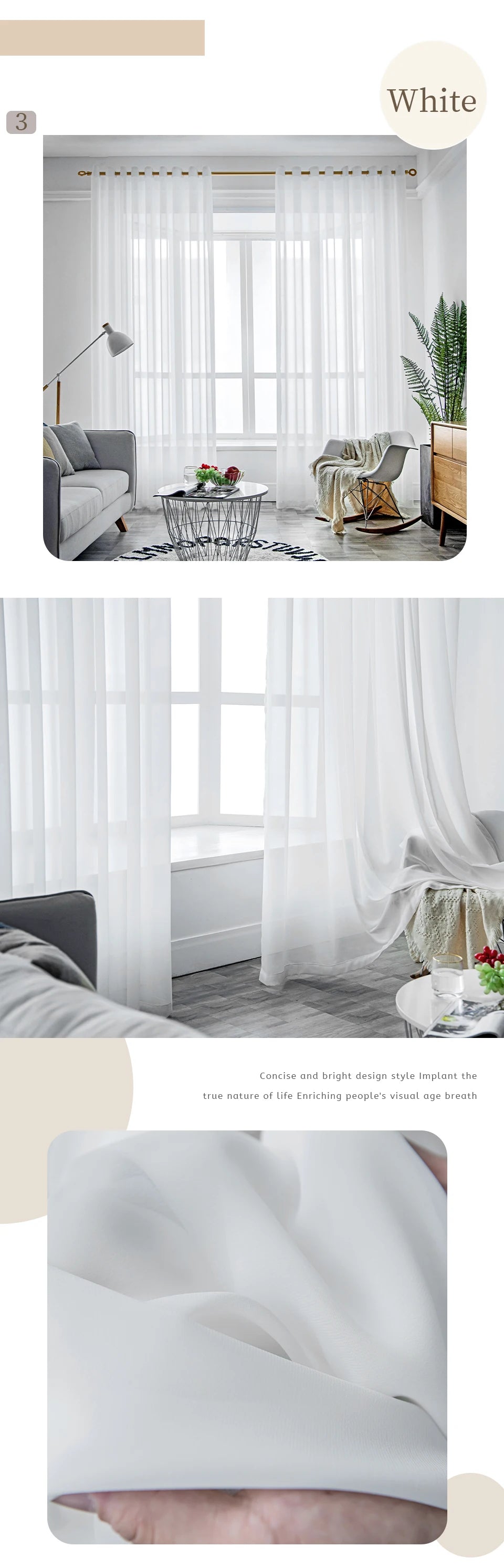 Modern Brown Voile Curtains for Kids Bedroom Living Room Sheer Curtain in Kitchen Hall Cortinas Ventana Firany Treatment Rideaux