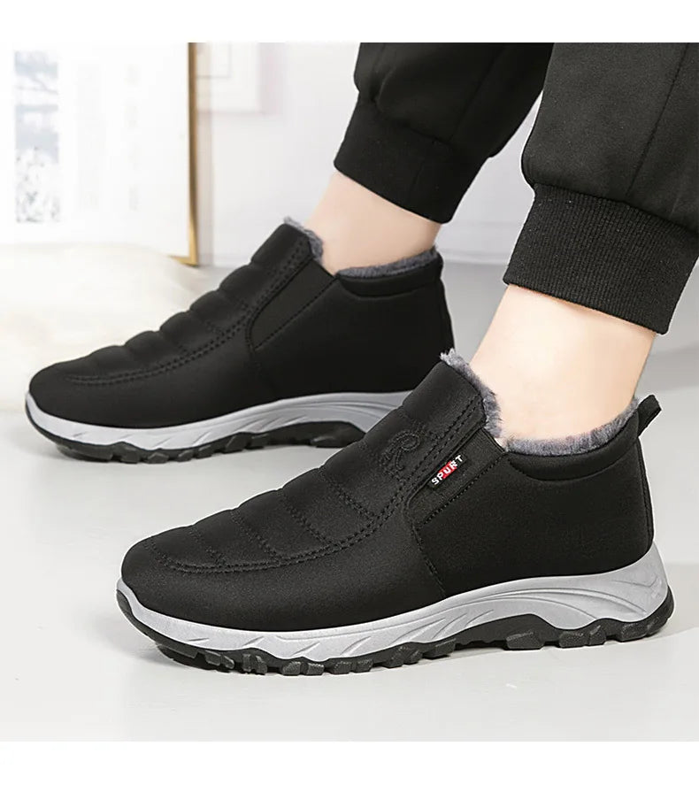 Waterproof Winter Boots for Men's  2025 New Plush Snow Boots Men's Ankle Boots Warm Black Couple Cotton Couples Platform Shoes