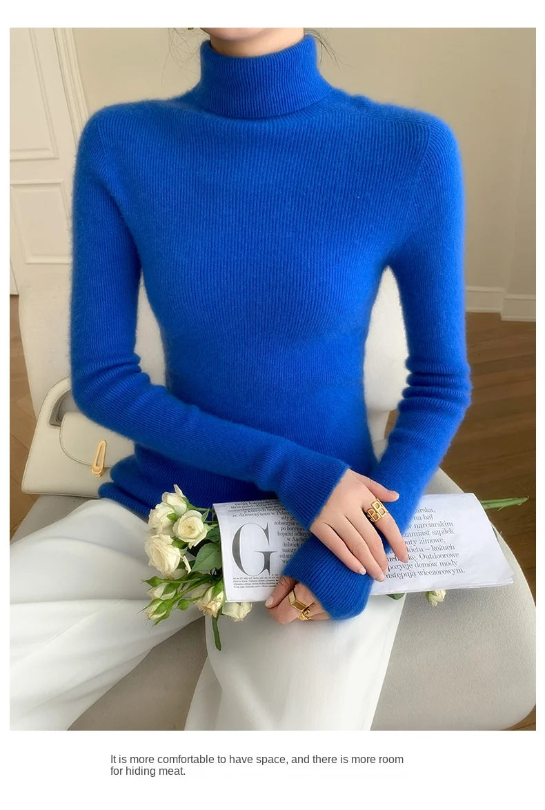 100% pure cashmere sweater women  sweater slim fit sweater versatile for autumn and winter knitted high neck cashmere