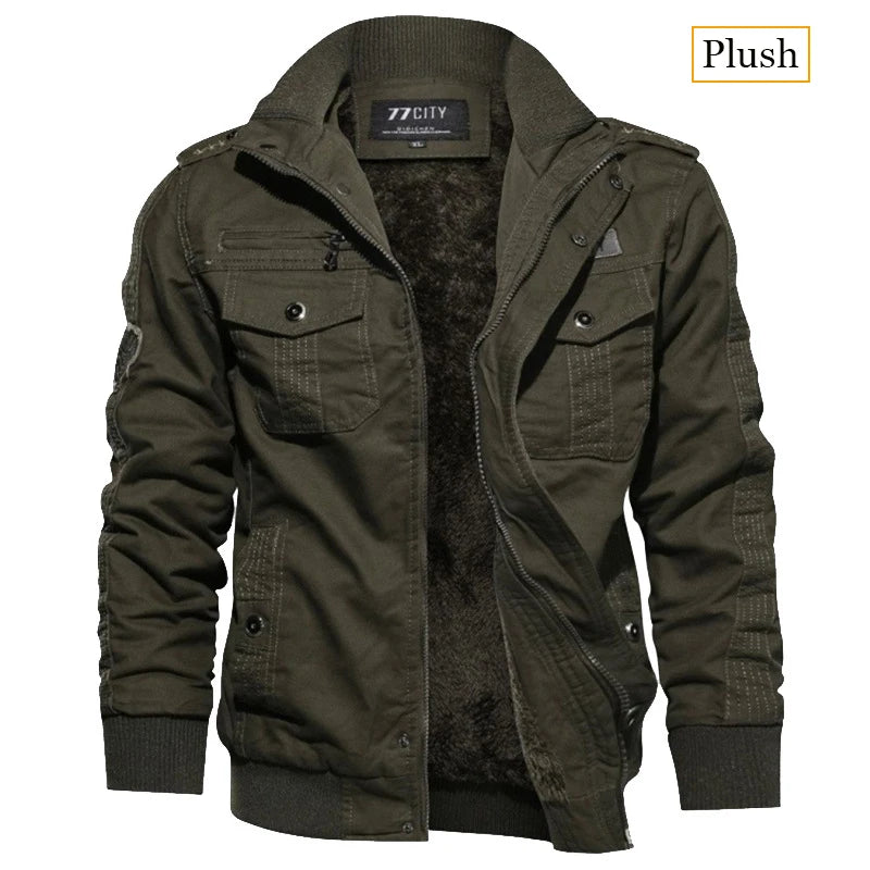2024 Men's Tactical Jacket Autumn Winter Fleece Tactical Jackets Men Casual Multiple Pockets Windproof Outdoor Workwear Coat