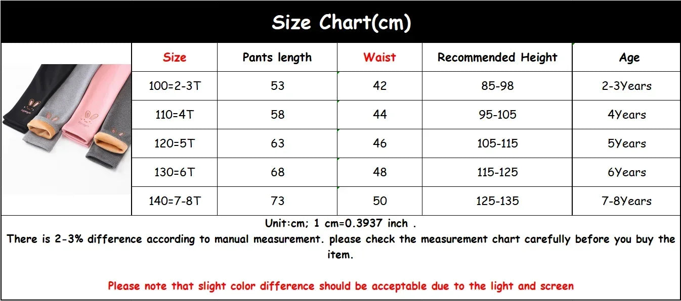 Clearance_3-8 Years Girl Leggings Baby Bunny Pants Kids Autumn Winter Thermal Tights Children Fleece Lined Fashion Trousers Casu