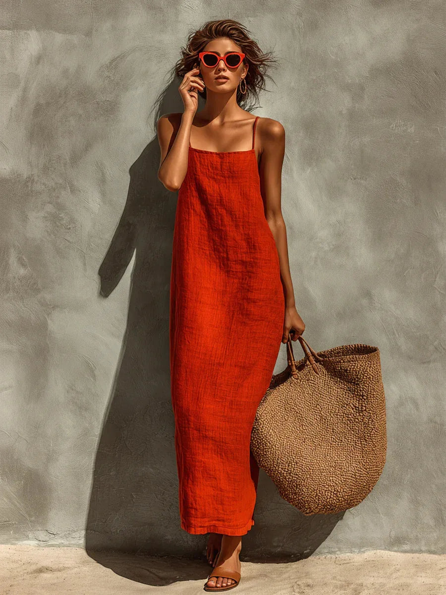 Summer 2026 Women's Fashion Loose Long One-Shoulder Dress Solid Color European And American Style Maxi Dress