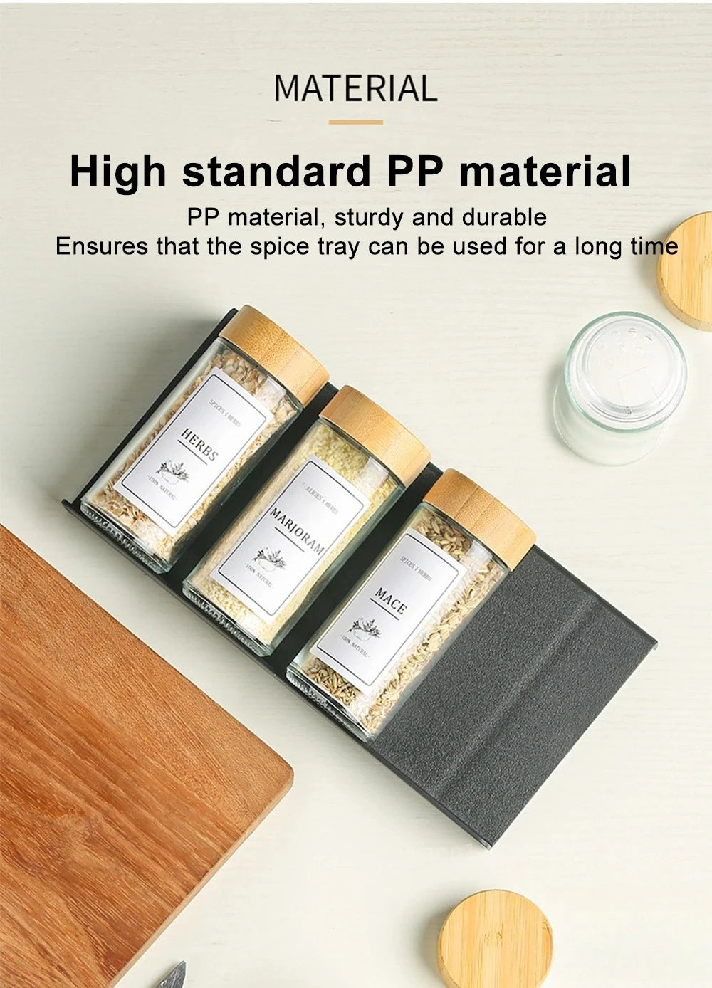 2 Layers Kitchen Spice Drawer Organizer Adjustable Spice Rack for Spice Jars Seasoning Bottles Cabinet Pantry Kitchen Organizer
