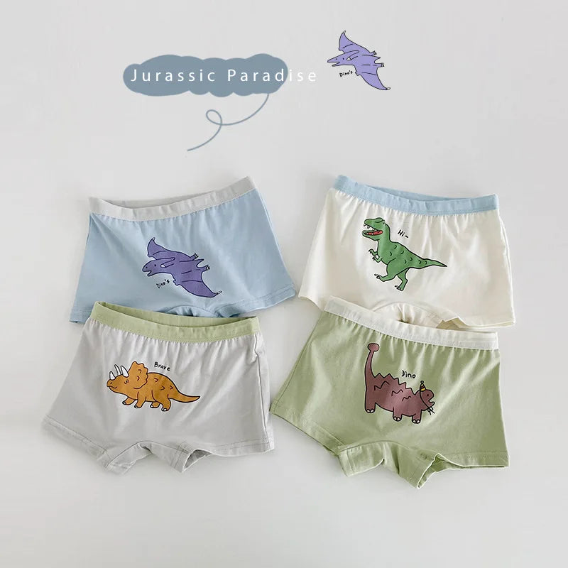 Children's Panties Briefs Boys Cotton Boxer Dinosaur Bear Pattern Baby Kids Underwear 4 Pack