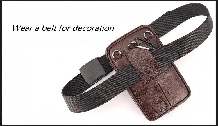 Men's Leather Waist Bag - Large Capacity Mobile Phone Belt Bag - Outdoor Work Backpack, Sports Hiking Bag Portable Crossbody Bag
