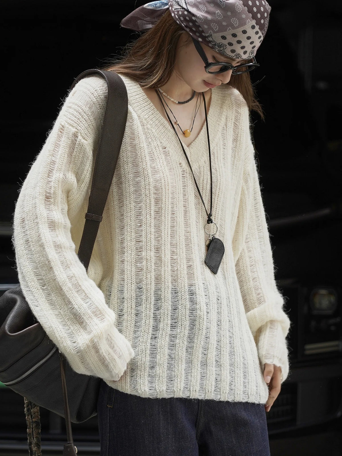 2026 New Women Soft Material Pullovers V-Neck Autumn Women Sweater Clothes Knitted Pullovers Long Sleeve Sweater Pull Femme