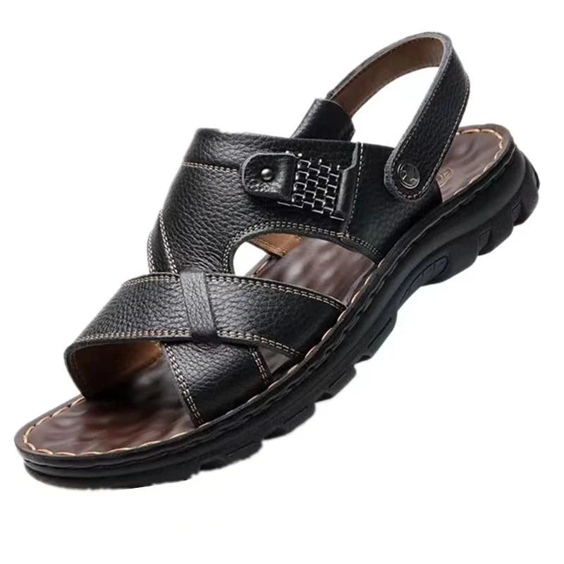 2025 Summer Men’s Sandals Outdoor Waterproof Non-Slip Soft Sole Dual-Use Beach Slippers Driving Shoes