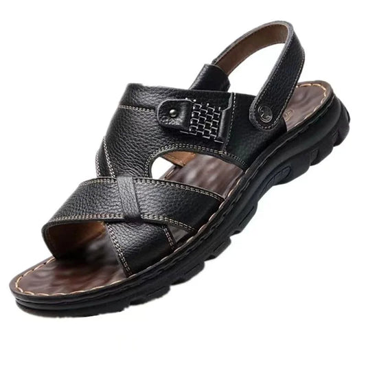 2025 Summer Men’s Sandals Outdoor Waterproof Non-Slip Soft Sole Dual-Use Beach Slippers Driving Shoes