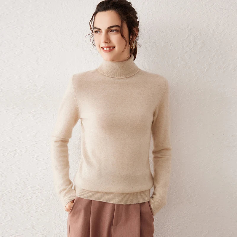 Ladies Sweater Cashmere Sweater Women Wool Turtleneck Knitwears 100% Cashmere Tops Long Sleeve Pullovers Jumpers Female Clothing