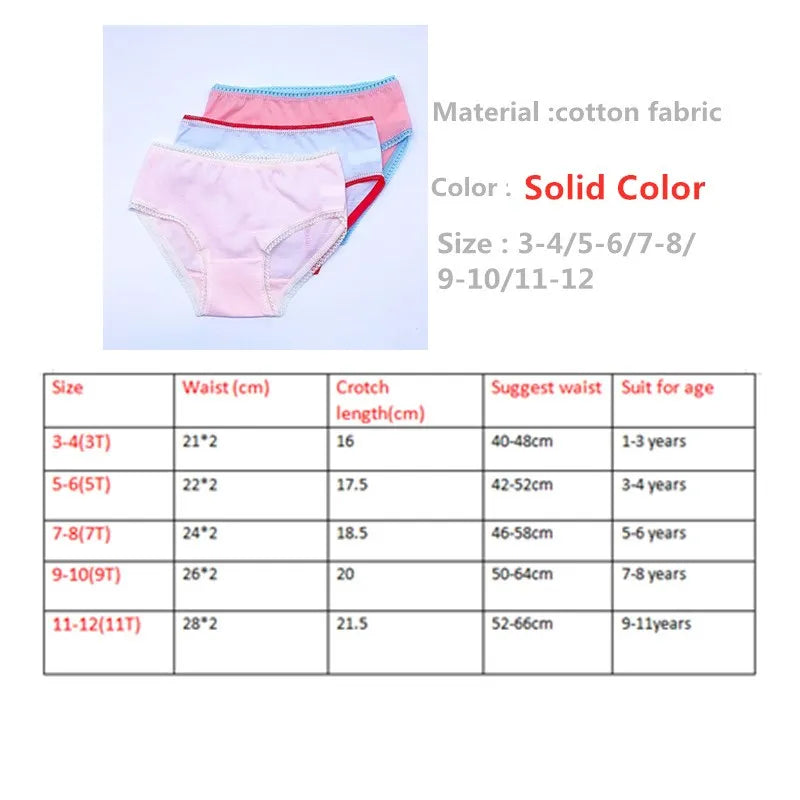 6pc Boys Girls Solid Underwear Baby Panties Briefs Kids Panties for Children 2-10Years