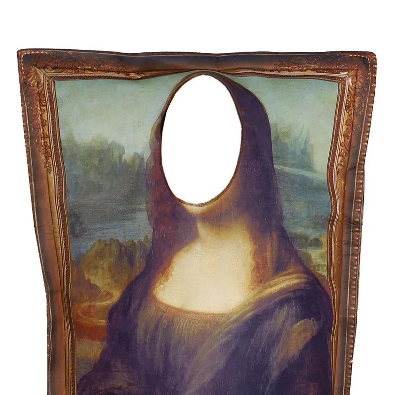 Cosplay Funny Mona Lisa Mural Costumes Props for Adult Unisex Sponge Jumpsuit Halloween Classic Carnival Fancy Dress Up Party