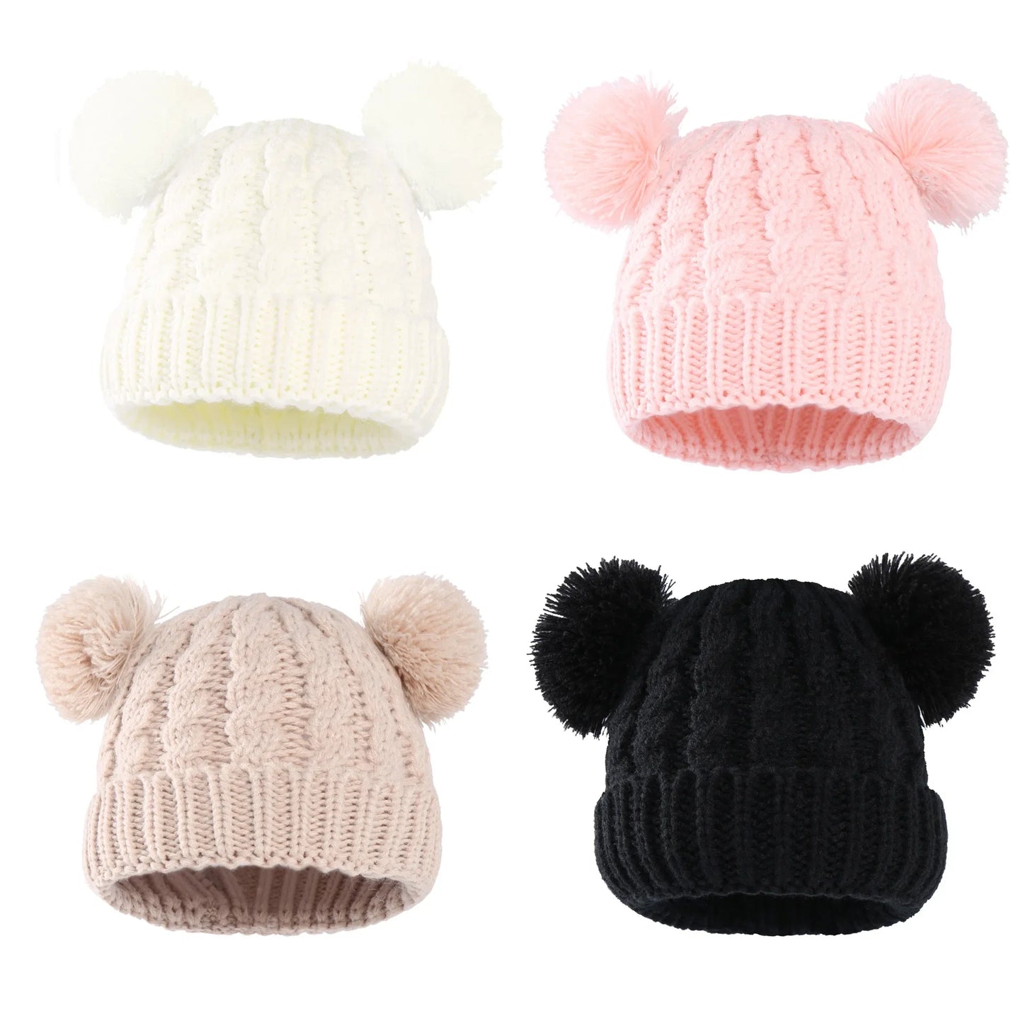 Gorro para bebé de otoño e invierno, gorro para niña, gorros de punto con pompones bonitos para niño, accesorios sólidos para recién nacidos, gorro para niño pequeño