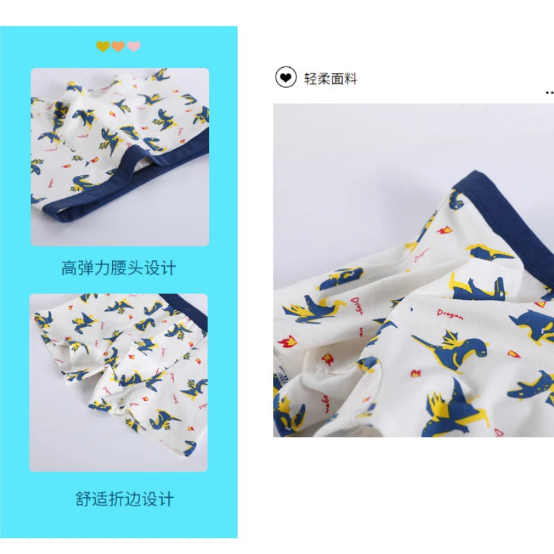 Boys 4 Pcs/lot Underwear Teenagers Panties Boxers Cartoon Printed Shorts for Kids Children's Clothing Baby 100% Cotton Briefs