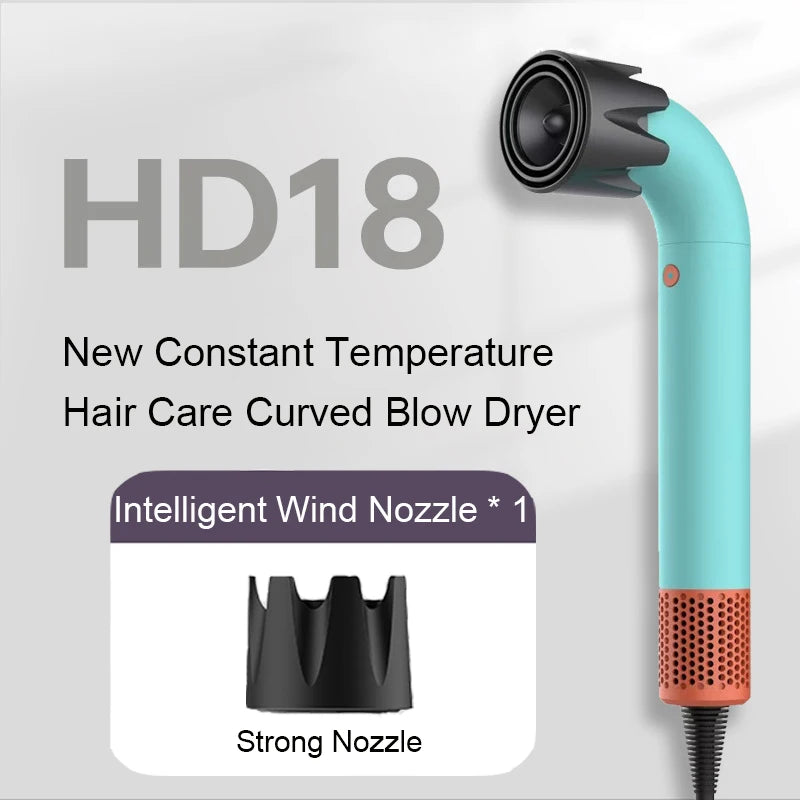 Hair Dryer 1400 Watt High Speed HairDryer Bend Pipe Professinal Hair-care Leafless Negative Ion Styling Tools with 6 Air Nozzles