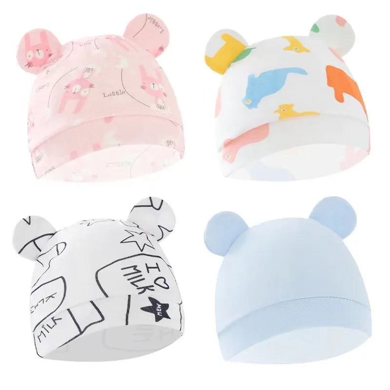 Gorro con orejas de algodón para bebé, accesorios cálidos para recién nacido, gorro de otoño e invierno para niño, gorro para niño pequeño, gorro para niña