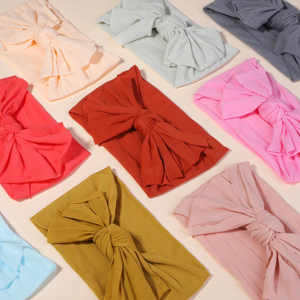 3 unids/set niños suave Color sólido cintas para cabeza con lazo bebé niñas turbante recién nacido niño diadema accesorios para el cabello sombreros regalo al por mayor