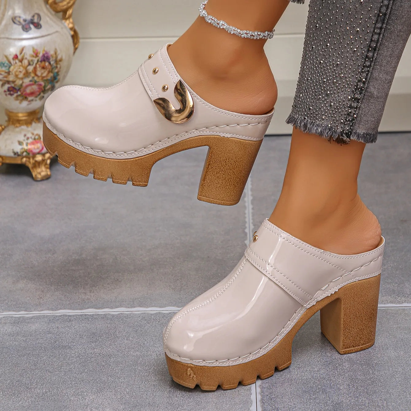 2025 Women Sandals Height Increase Summer Retro Shoes Women Fashion Thick Sole Mules Shoes Chunky Heels Platform Sandals Women