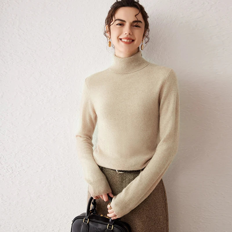 Ladies Sweater Cashmere Sweater Women Wool Turtleneck Knitwears 100% Cashmere Tops Long Sleeve Pullovers Jumpers Female Clothing