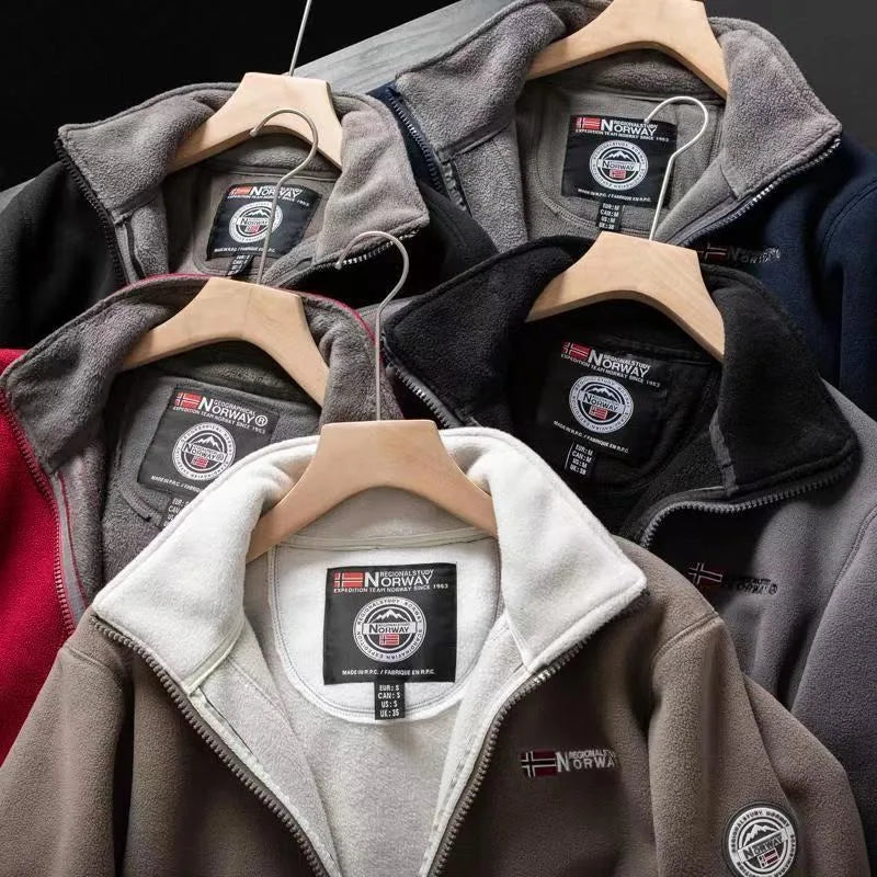 Spring Autumn Men's Outdoor Leisure Fishing Windproof Warm Cashmere Jacket Comfortable Fashionable Windproof Breathable Top