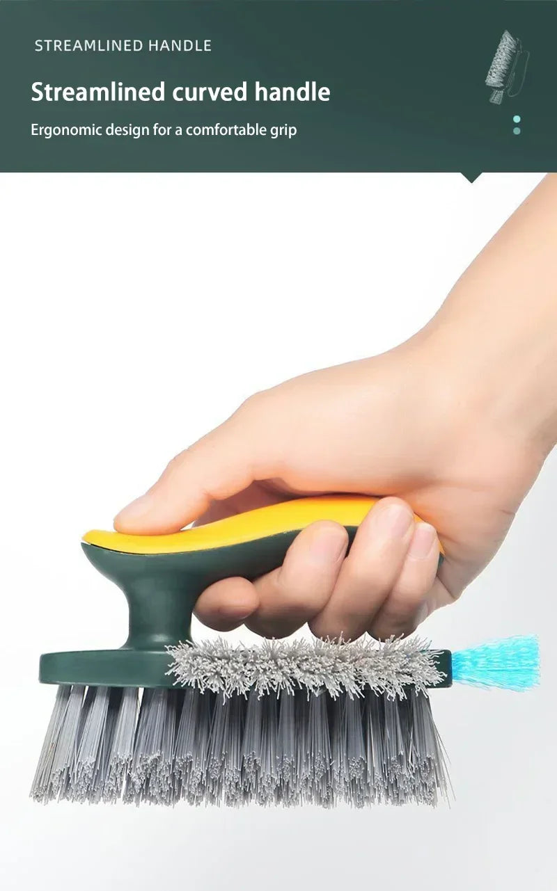3-In-1 Multi-Function Cleaning Brush Hard Bristle Scrub Brush With Gap Brush T-Handle Grout Cleaner For Bathroom Kitchen Window