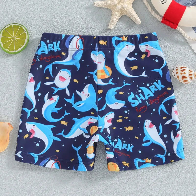 Toddler Boys Swim Trunks Shark Print Elastic Waist Swim Shorts Little Boys Bathing Suit Swimsuit Toddler Boy Swimwear