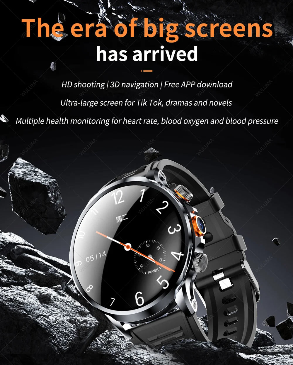 1.95-inch 3D Smart Watch 4G Network SIM Card Google Play Download APP Camera GPS WIFI NFC Call Android Men Women Smartwatch