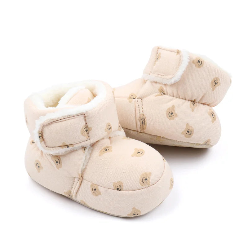 2024 Winter Baby Boots, Infant Girls Boys Warm Fashion Solid Shoes with Fuzzy Balls First Walkers Kid Shoes 0-18M High Quality